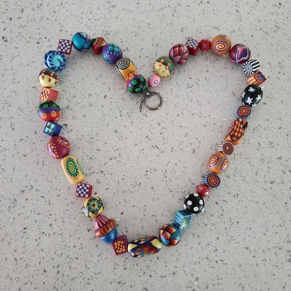 Karyn Kozak Polymer Clay Multicolor Handcrafted Beaded Women’s Necklace - Picture 5 of 15